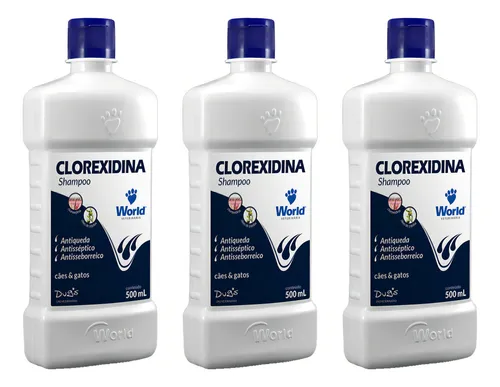 Kit 3 Shampoo Dermatite Clorexidina 500ml World