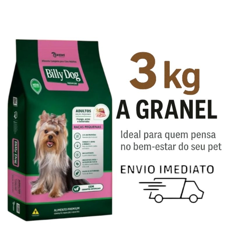 Ra??o kit Billy Dog C?es adultos Ra?as pequenas Cachorro Com - 3 kgs - GRANEL