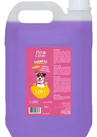 Shampoo 3 Em 1 Para Cães Gatos Banho Tosa Pet Clean 5 Litros