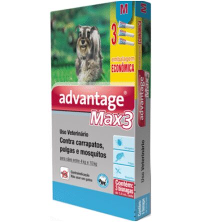 Advantage Max-3 Antipulgas para Cães de 4 a 10kg 3 Bisnagas de 1ml Elanco