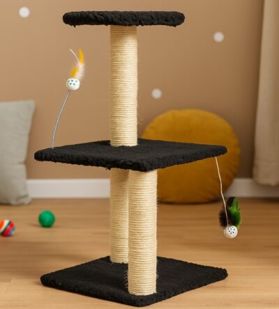 Arranhador para Gatos Pet com 3 Níveis e Brinquedo Suspenso