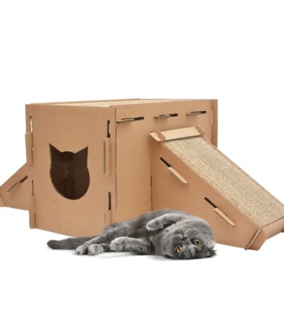 Arranhador Super Toca com Duas Rampas De Papelão Brinquedo de Arranhar para Gatos