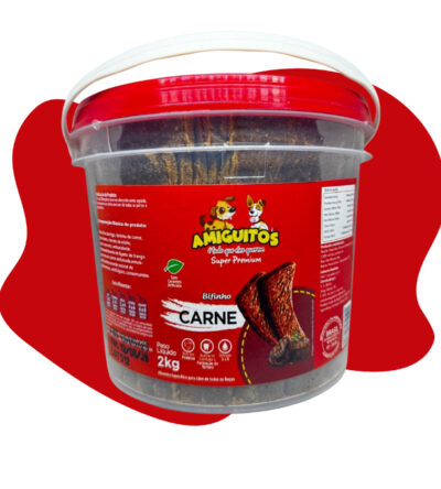Bifinho Amiguitos Super Premium Balde 2kg Petisco Cães Pet Pote Econômico + Quantidade