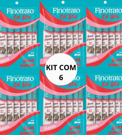 Fino Trato Stix 36 stix Atum Petisco Úmido Para Gatos Kit com 6