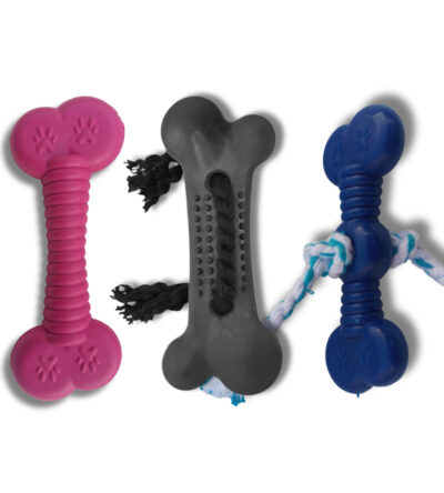Kit 3 Ossinhos Pet Brinquedo Mordedor Cachorro Médio Divertido