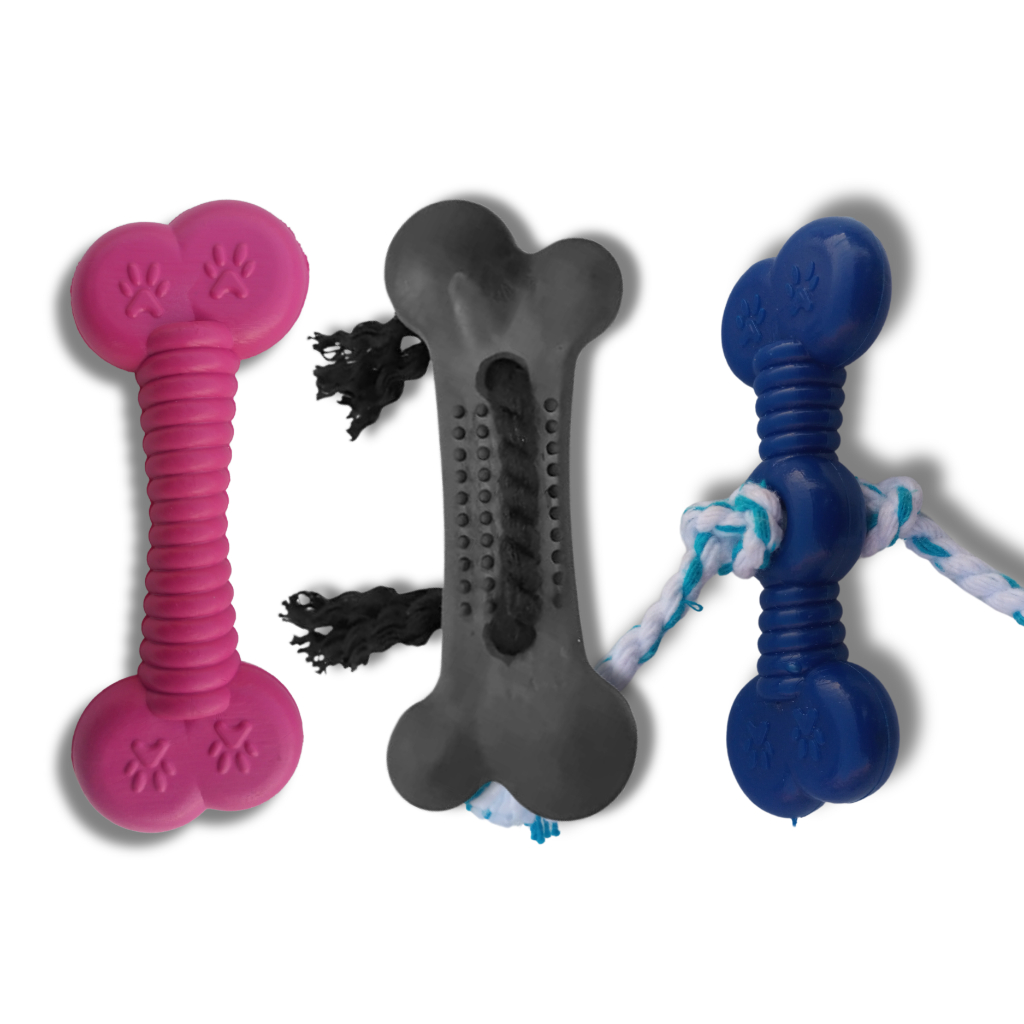 Kit 3 Ossinhos Pet Brinquedo Mordedor Cachorro Médio Divertido