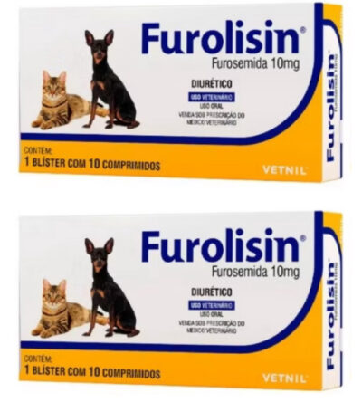 Kit C/ 2 Un Diurético Furolisin Pet ( Cães ou Gatos )10 mg Com 10 Comprimidos Vetnil