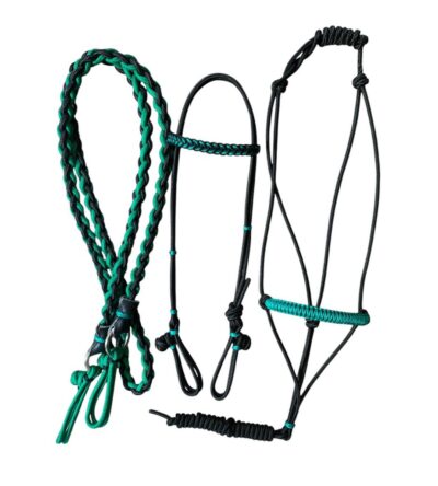 Kit de luxo pra montaria cabeçada cabresto e rédea trançada top