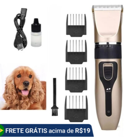 Kit Máquina De Tosa Recarregável Para Pets Com 4 pentes (Cachorro Cães Gatos)