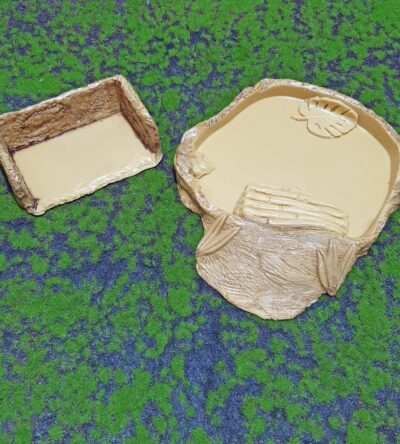 Kit Piscininha Bebedouro Cr011 + Comedouro "L" Pequeno Cr025 , para jabuti, tartaruga, lagarto, réptil – RPTK079