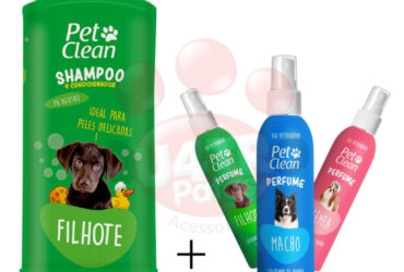 Kit Shampoo pet caes e gatos filhotes + perfume Higiene P?los Pet Clean