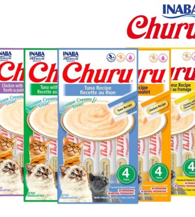 Petisco Purê Churu Inaba para Gatos - Todos Sabores Pack com 4 ou Tubo Unitário 14 g