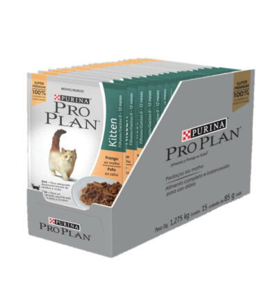 Purina Pro Plan Kitten Ração Úmida Gatos Filhotes Frango ao Molho 85g ( 15 Sachês )