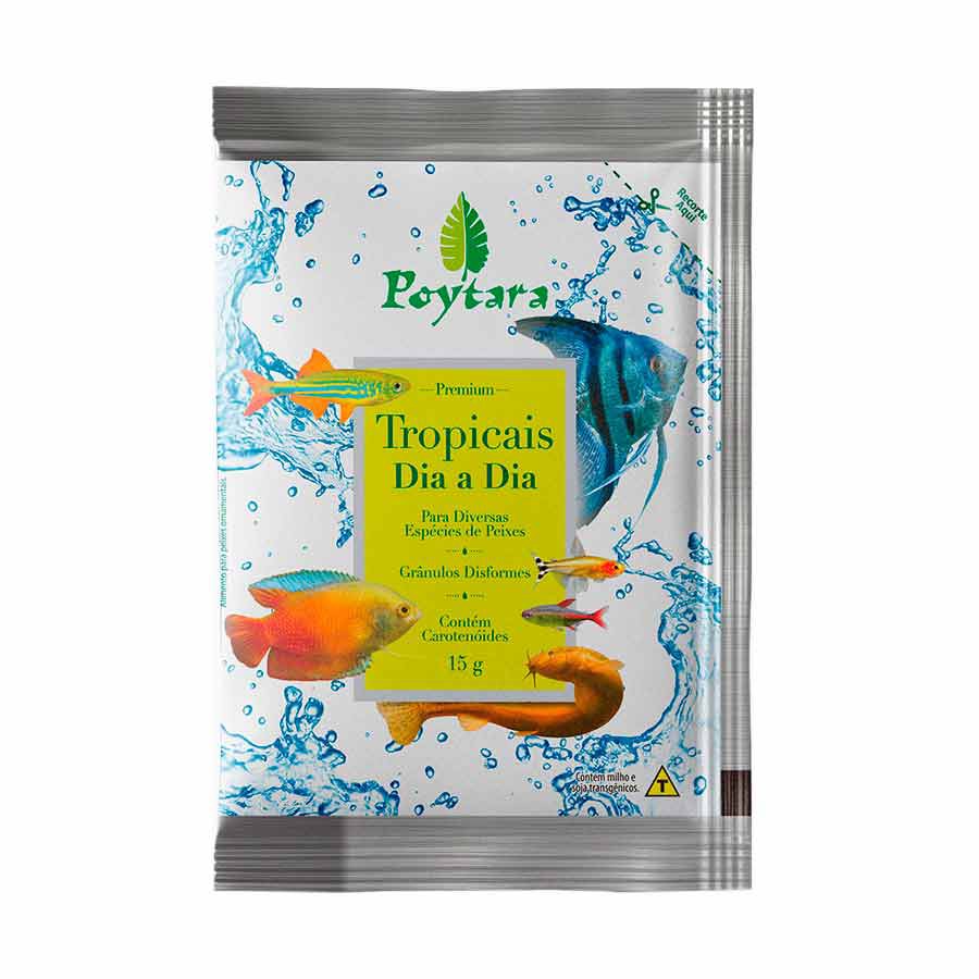 Ração Para Peixes Tropicais Dia A Dia 15g Sache Poytara