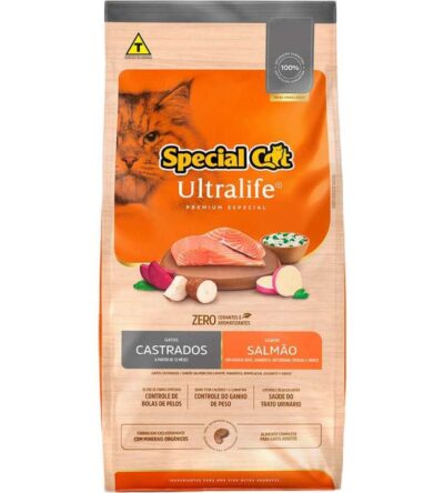 Ração Special Cat Ultralife para Gatos Castrados sabor Salmão 10.1Kg