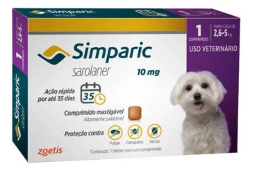 Simparic 10mg para Caes 2,6 A 5kg - Roxo - 1 Comprimidos - Zoetis