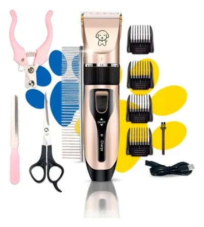 Máquina De Tosa Profissional P/ Pets Cães Gatos Cachorro Dourado 127/220v