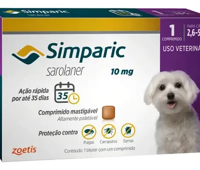 Simparic 1 Comp 10mg Pílula Antiparasitária Contra Pulgas Amarelo