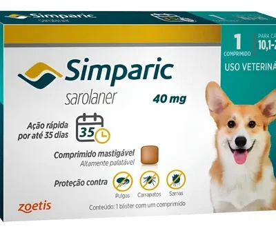 Simparic Zoetis 40 Mg 10,1 A 20 Kg 1 Unidade
